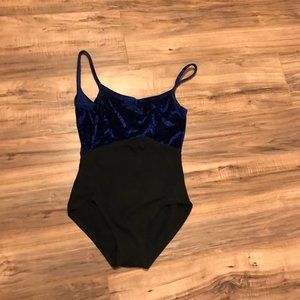 Blue Velvet/Black Leotard